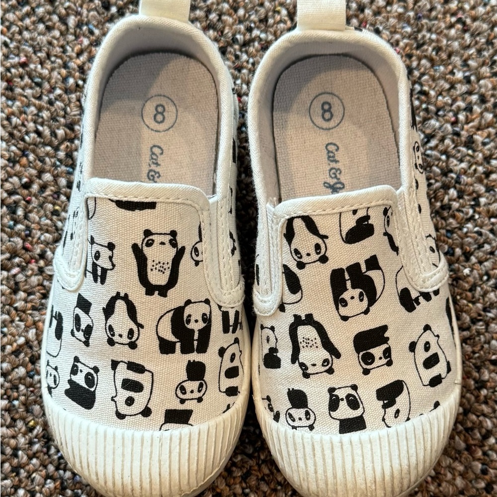 Cat & Jack White Slip-On Sneakers with Fun Character Design